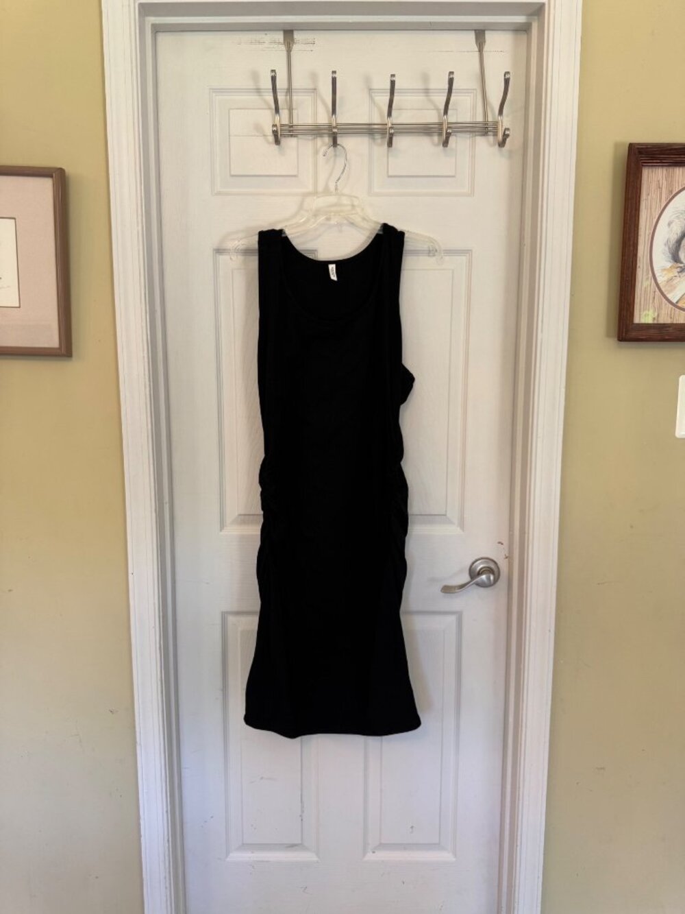 Missufe Black Sleeveless Midi Dress With Ruched Sides Jersey Knit Stretch 2XL - Picture 3 of 10